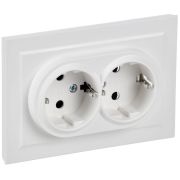 Розетка 2-м СП BRITE РС12-3-БрАБ 16А в сборе с заземл. без защ. шторок арктич. бел. IEK BR-R21-16-K91-F