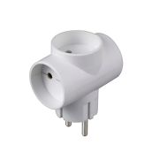 Разветвитель 3-м Т-образный без заземл. 10А 2200Вт 250В бел. DОМТОК 2662