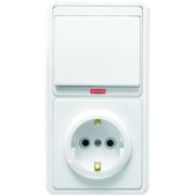 Блок БКВР-056 Бэлла (1-кл. выкл. с подсветкой + розетка с заземл.) бел. Кунцево 5821