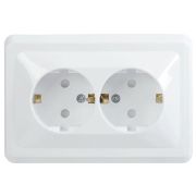 Розетка 2-м СП Вега РСш12-3-ВБ с заземл. контактом и защ. штор 16А бел. GENERICA ERV24-K01-16-DM