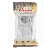 Блок ОП LETO (1-кл. выключатель с индикацией + 1-м розетка с заземл.) горизонт. бел. LEZARD 752-0200-170BIP