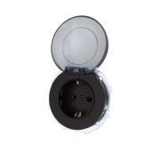 Розетка 1-м СП OSEN с заземл. с крышкой ПБТ механизм черн. бархат LEZARD 743-4288-123B
